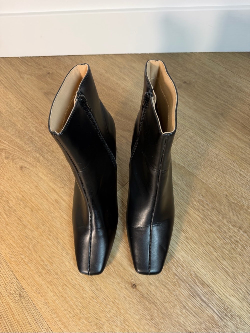 Journee Collection Size 11 Wide Black square toe Block Heel Ankle Boots side zip - Picture 3 of 7